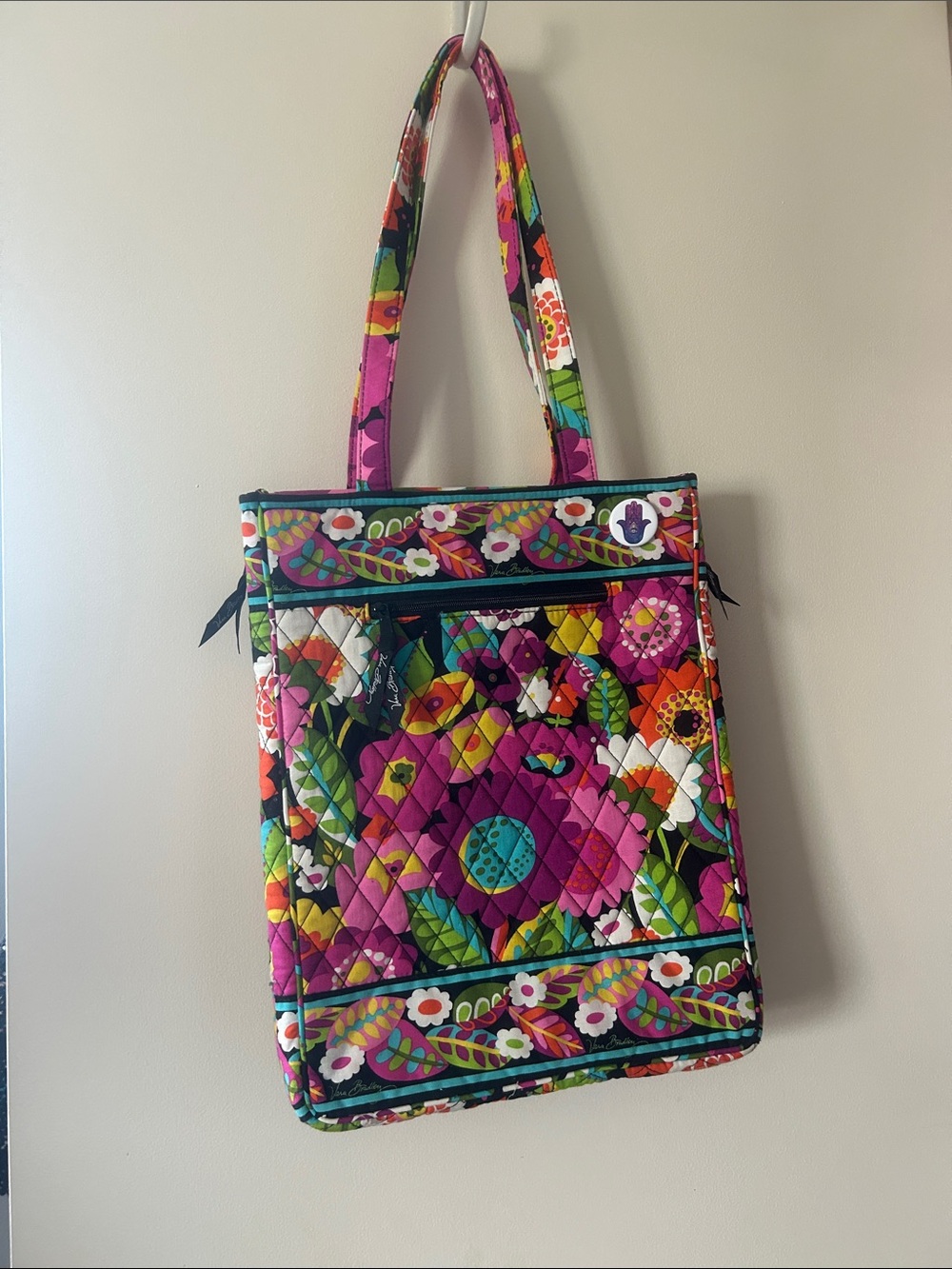 Vera Bradley Multicolor Floral Quilted Tote in Pink & Green